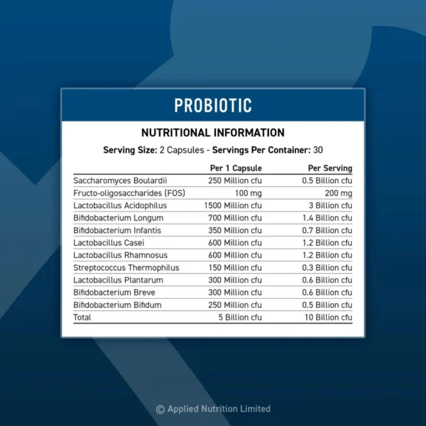 probiotic 60 capsules applied nutrition